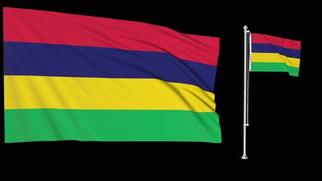 Greenscreen-Schwenkt-Mauritius-Flagge-Oder-Fahnenmast